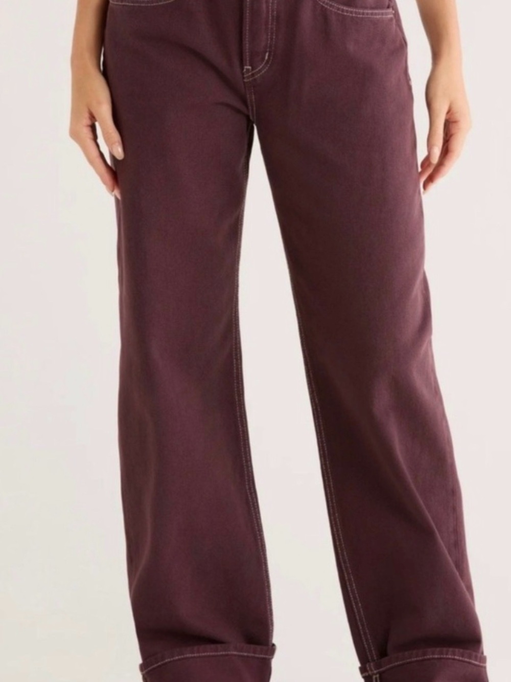 etica plum Stanton relaxed wide leg jeans
